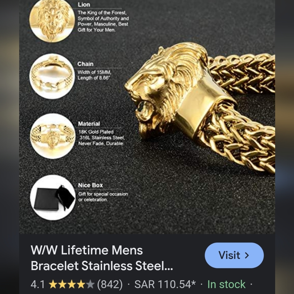 Lioness Gold Lion Head Chain Bracelet - Picture 13 of 16
